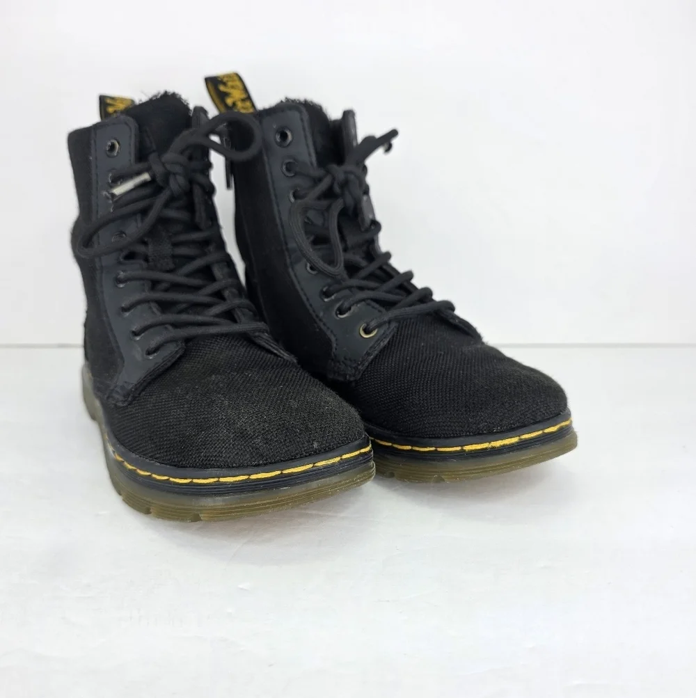 Dr. Martens Junior Comb KIDS Black Tough Poly Combat Ankle Boots Zip Up Size 1